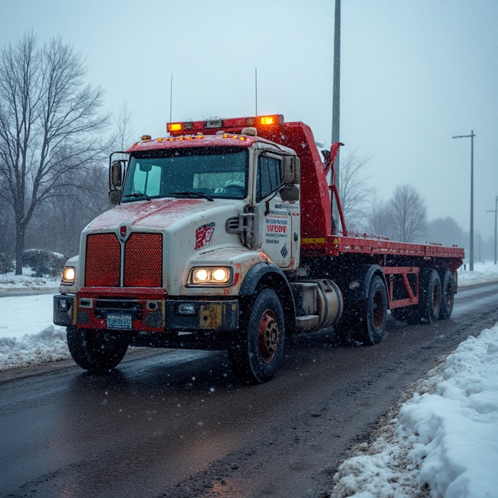 Эвакуатор на улице Кемерово, готовый помочь водителю.